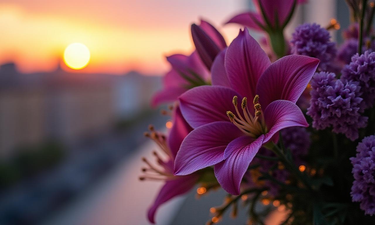 Arte floral en Madrid al atardecer